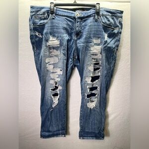 Torrid Trashed Distressed Boyfriend Jeans Womens 22W  Xtra Short Cute Sexy 2468